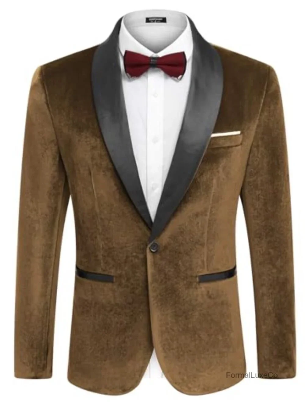 Men's Velvet Tuxedo Jacket One Button Slim Fit Wedding Prom Blazer